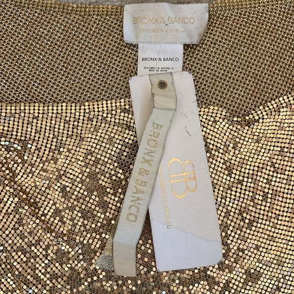 New Bronx and Banco Xenia One Shoulder Dress in Gold metallic chainmail cutout - Picture 11 of 11